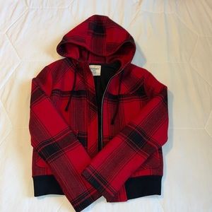 Red plaid bomber jacket